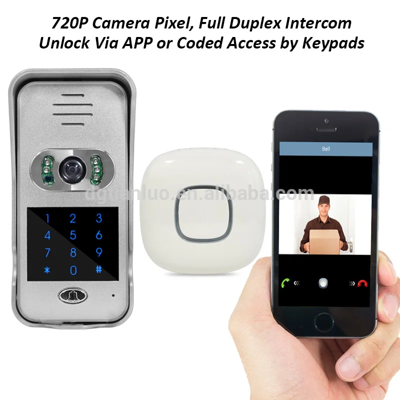 Wi-Fi IP звонок, видео-домофон внутренней для Android пульт дистанционного управления телефоном разблокировать вид + E замок-