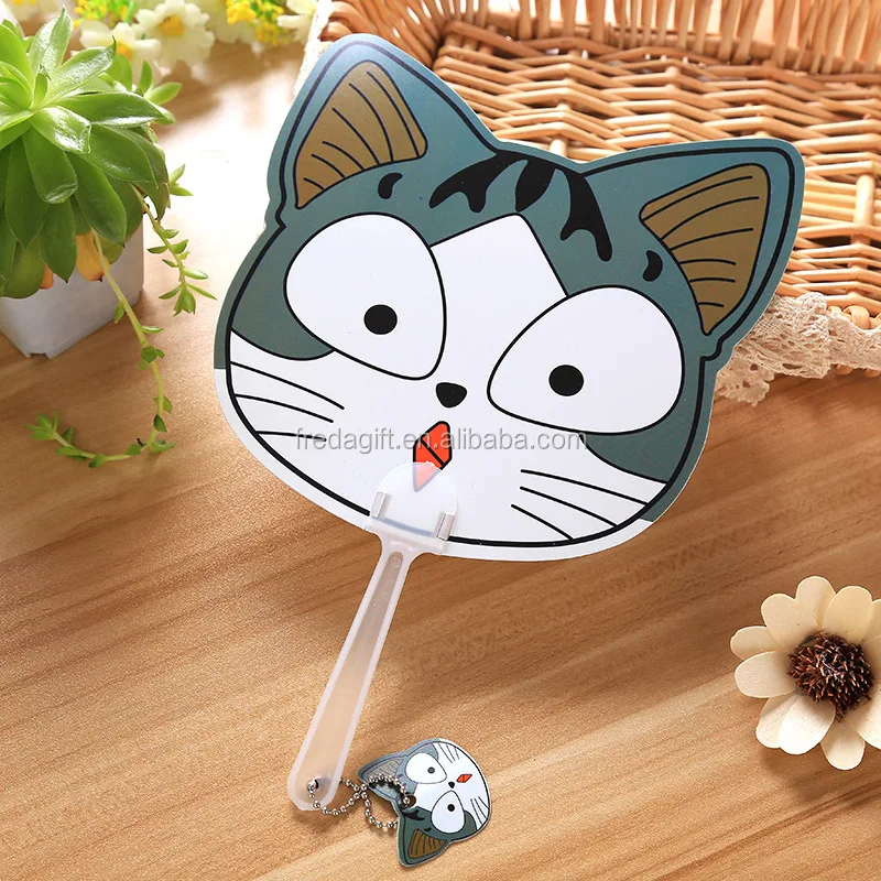
OEM logo printing pp fan cartoon advertising Cheap PP/PVC plastic hand fan 