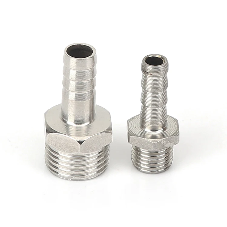 stainless steel 201 304 pipe fitting SUS male threads barb fitting water gas plumbing pipe extension barb fitting