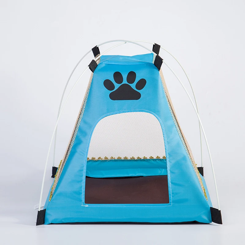 Teepee Pop-Up Dog Cat Bed small Portable Foldable Pet Tent with cushion