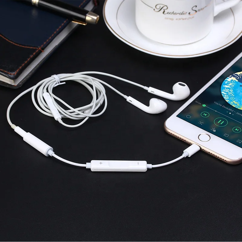 
For iPhone Lightning 8 Pin To 3.5mm Headphone Jack Audio Aux Kabel Adapter Cable With Volume Control 