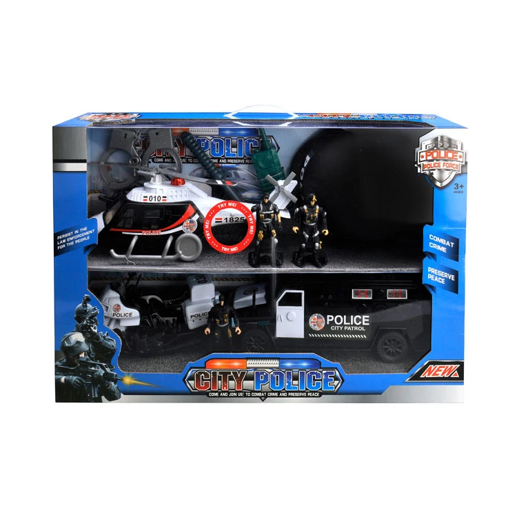 Богатый стиль городская игра полицейская игрушка полицейский автомобиль вертолет функция звука и света