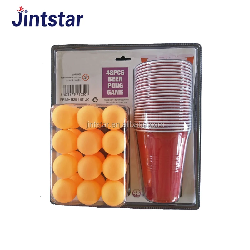 Custom print game plastic beer pong balls set with beer cups for wholesale