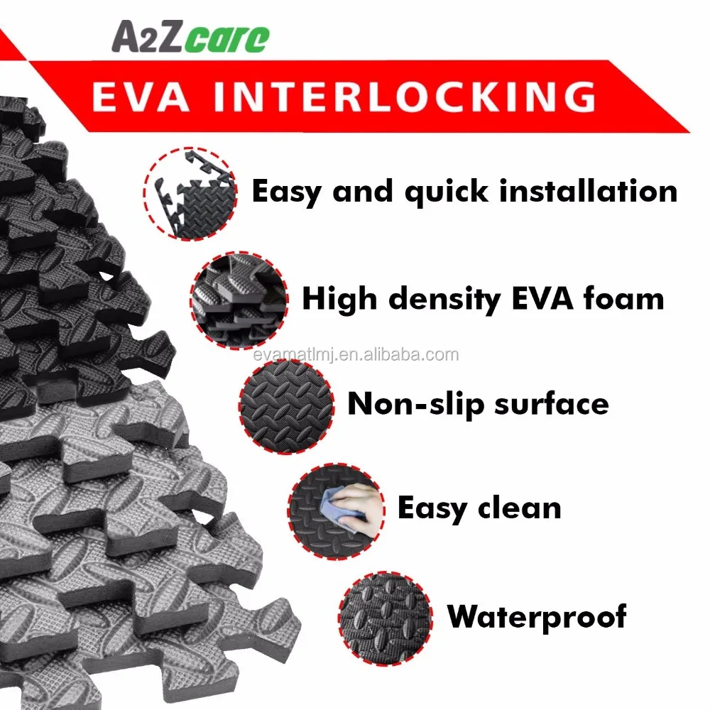ECO-friendly High elasticity EVA Floor Gym Mat Black 30x30