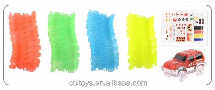 220track pcs diy flex glow track electric led light up racing slot car bricks vehicle toy for kids CBL7108