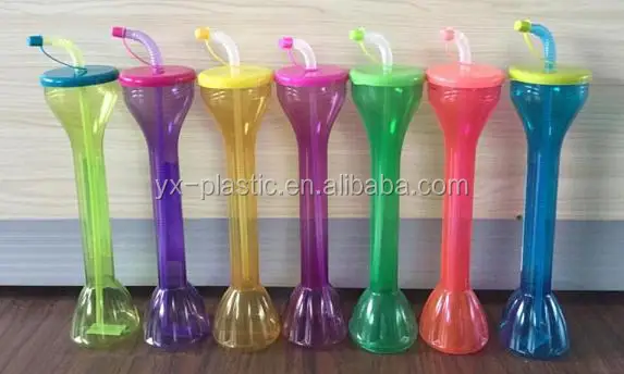 Hot sale 500ml plastic slush yard cup for promotional with lid and straw