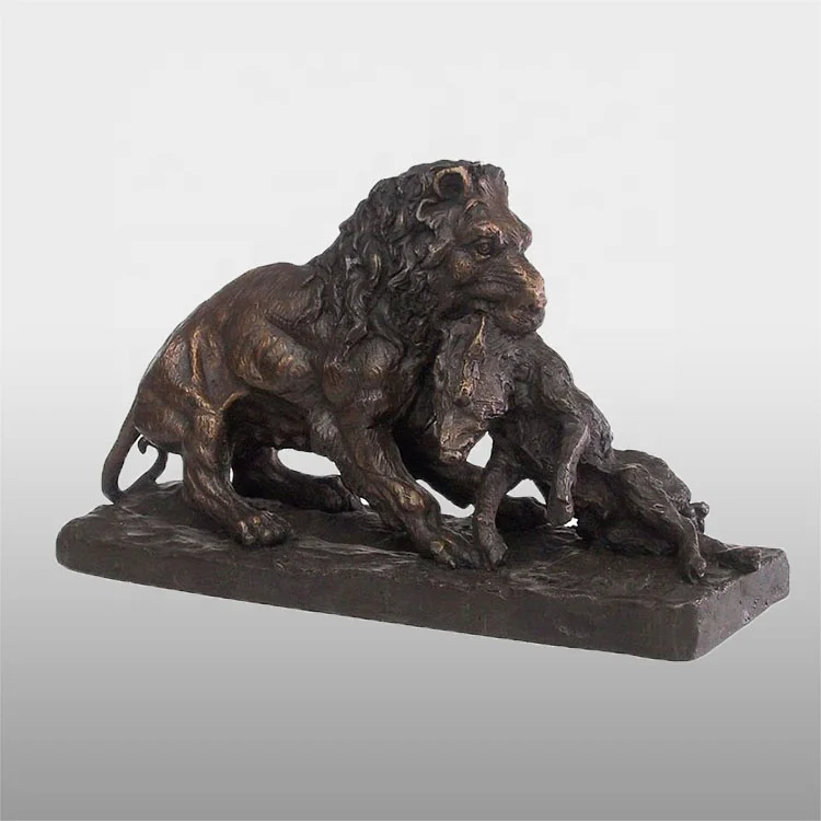 Outdoor decoration custom life size lion antique bronze statues