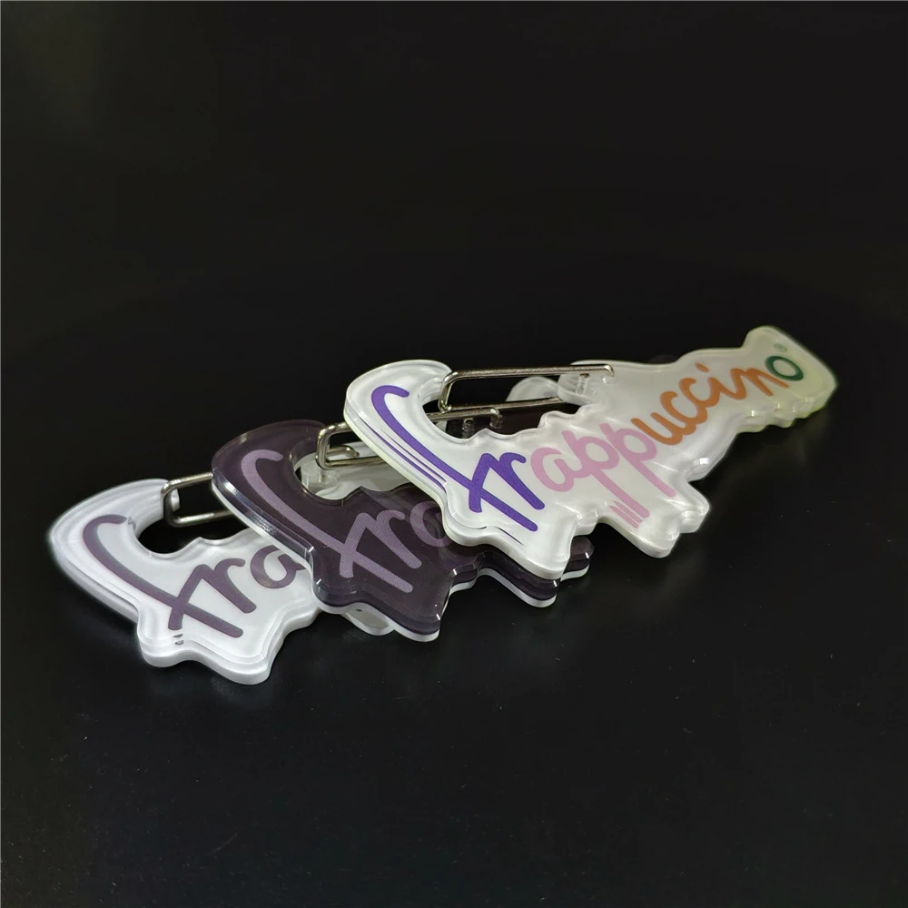 Free Sample CNC Cut CMYK Print Custom Acrylic Keychain Plastic Carabiner Key Chain Kring