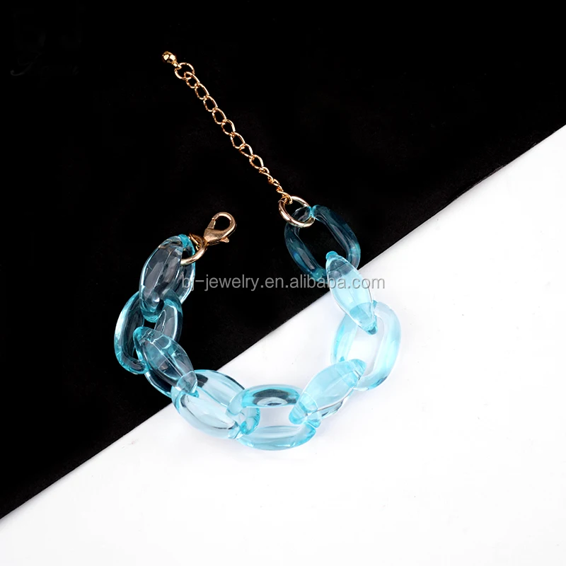 Fashion Acrylic Resin Plastic Lucite Chunky Chain Bracelet Women Bracelet