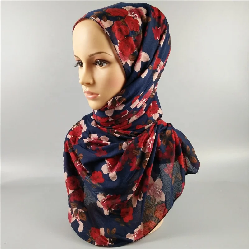 
Wholesale 2020 Hot Sale Muslim Jersey Scarf Hijab Fashion Print Cotton Soft Long New Arrival Floral Hijab Stoles And Shawls 