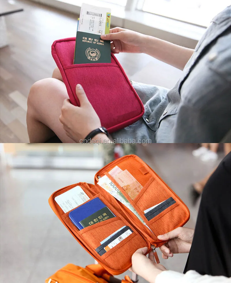 Fancy 300D RFID Blocking Travel  Document Passport Organizer Bag Credit Card Holder Wallet