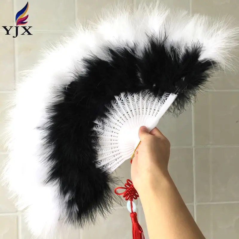 Wholesale 50*30cm colorful wedding party hand feather fans