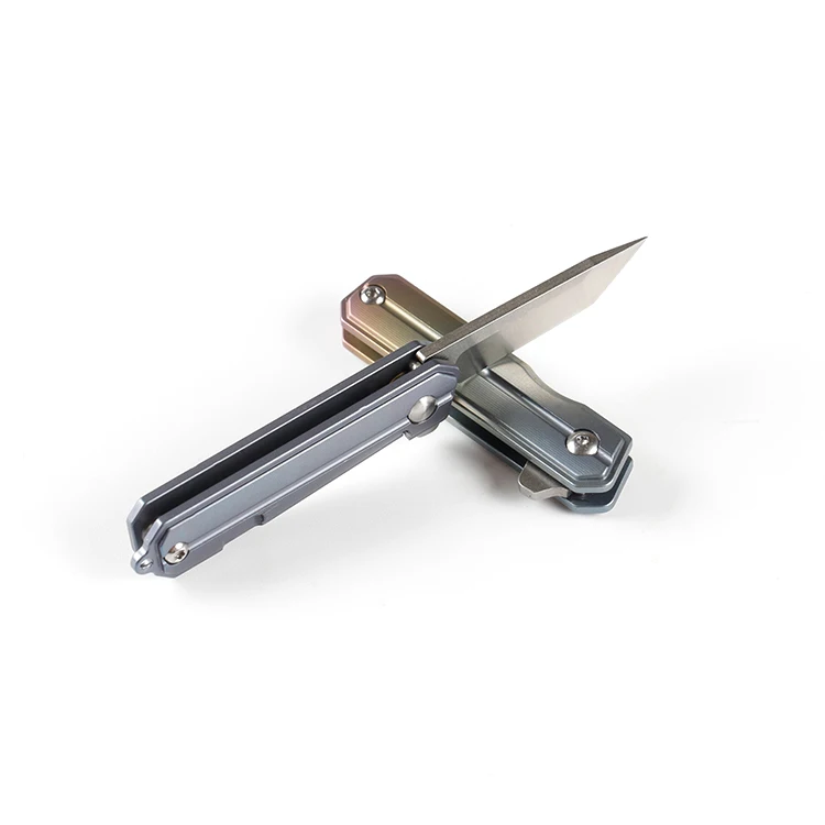 
New arrival high quality titanium handle mini folding pocket knife EDC knife with tanto blade 