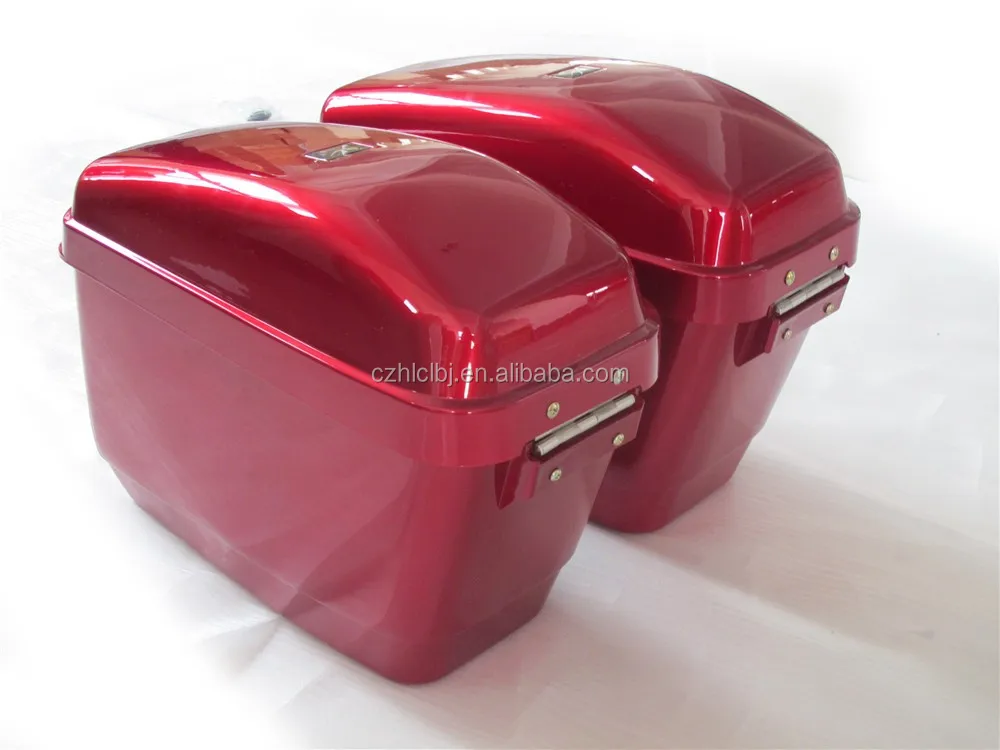 Black Motorcycle touring Cruiser Hard Trunk Saddle Bag Luggage case for kawasaki