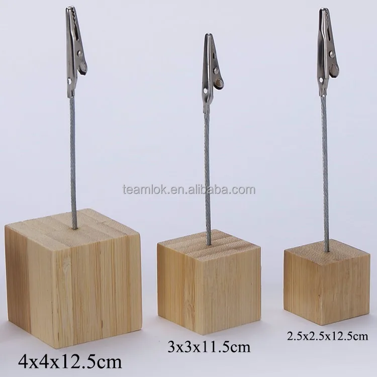 
Bamboo Memo Clip Holder 4x4x4cm Bamboo table sign holder 