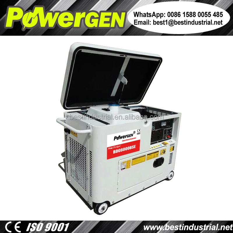 Newly Designed!!! Factory Direct Sale POWERGEN 50Hz/60Hz Silent Type Small Portable Diesel Generator 5000W with Cooling Fan