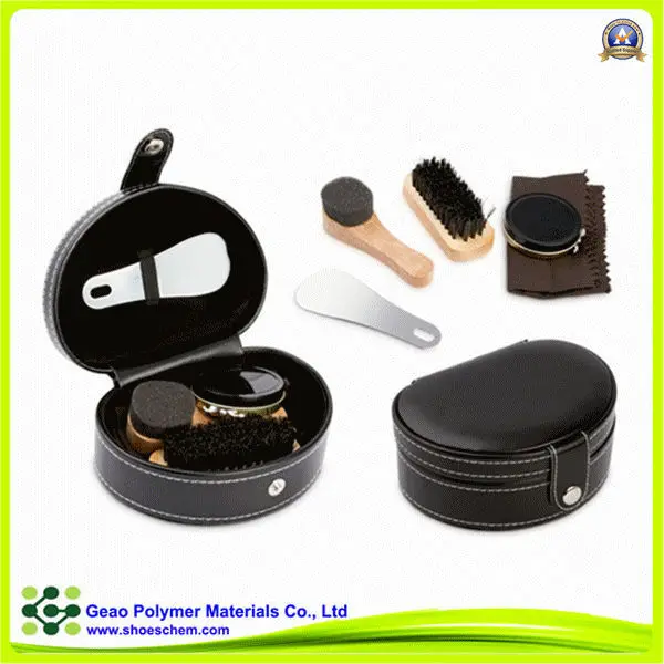 
5 accessaries black leather case shoe polish kit, travel shoe polish kit 