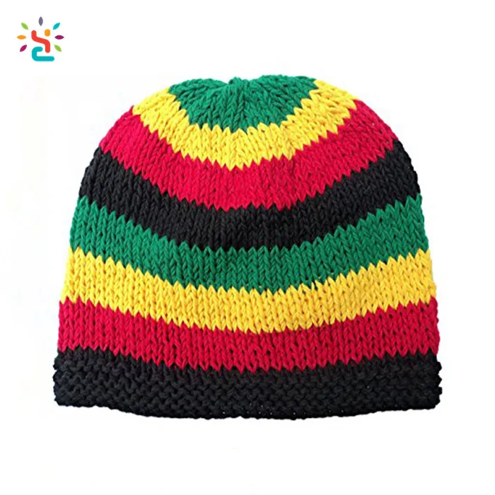 New arrival Jamaican beanie hats free rasta knit hat crochet pattern striped Reggae rasta winter hats