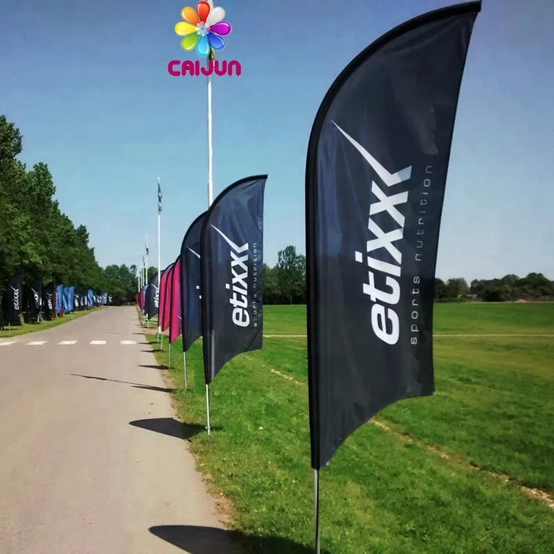 Customized design double sides printed P shape teardrop feather flag