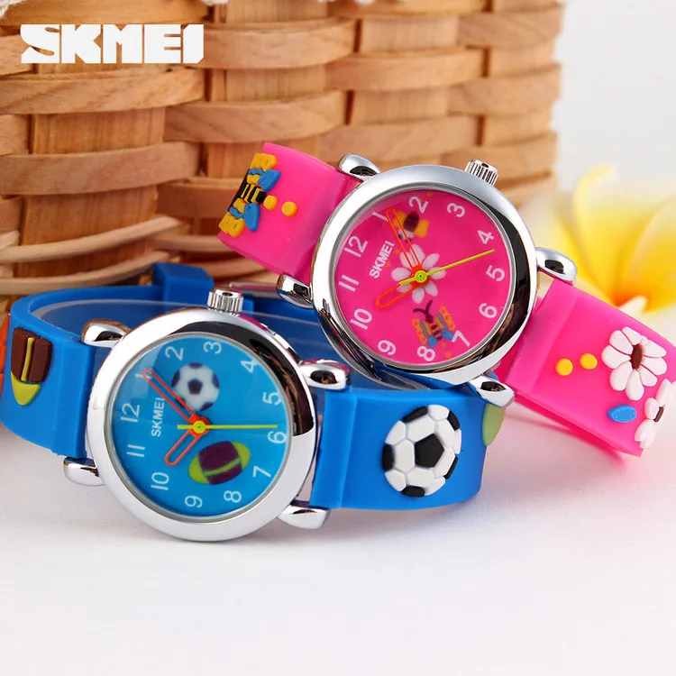 SKMEI Trendy Kids Gifts With Silicone Strap 3D Pattern Box Timepieces Watch for Kids In Alibaba