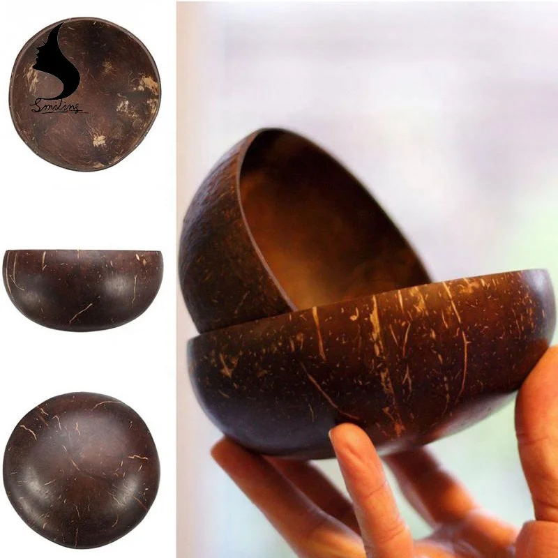 
100% Nature Eco FriendlySalad Bowl Thailand Coconut Shell Soup Bowl 