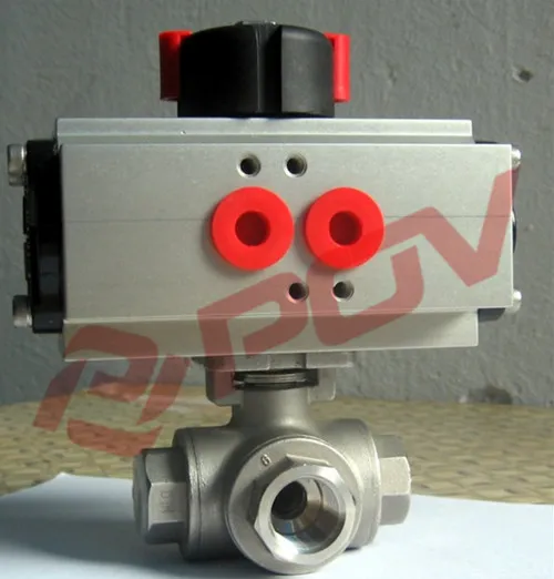 CF8 Male Thread Pneumatic 3 Connectors Ball Valve Manufacturers with Limit Switch