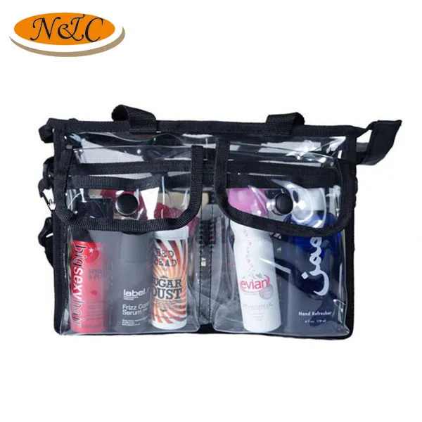 Avon Audit factory clear pvc cosmetic bag with removable and adjustable shoulder strap,clear makeup bag
