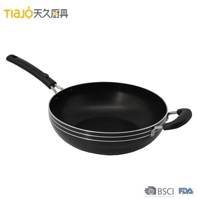 High Quality Pressed Aluminum Black Nonstick Wok