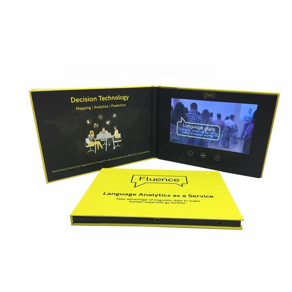 7,0 дюймовая видеоброшюра на заказ/поздравительные открытки с жк-дисплеем с белой пустой печатью