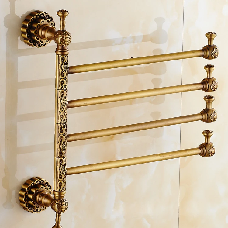 Exquisite antique brass flexible towel shelves with 4 bars bathroom towel bars BA0625
