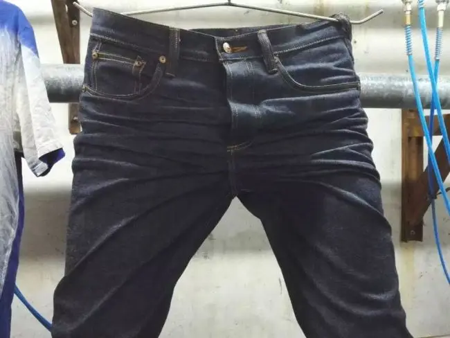 Mens cuffed joggers shiny denim jeans