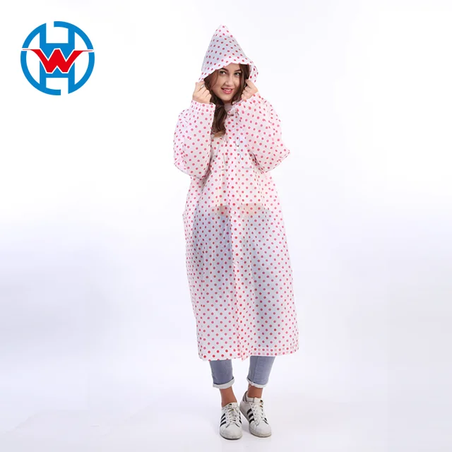 Fashionable Adult Cheap Custom 100% Waterproof EVA Seams Welded Recycled Long Rain Coat with wave point raincoats for adults