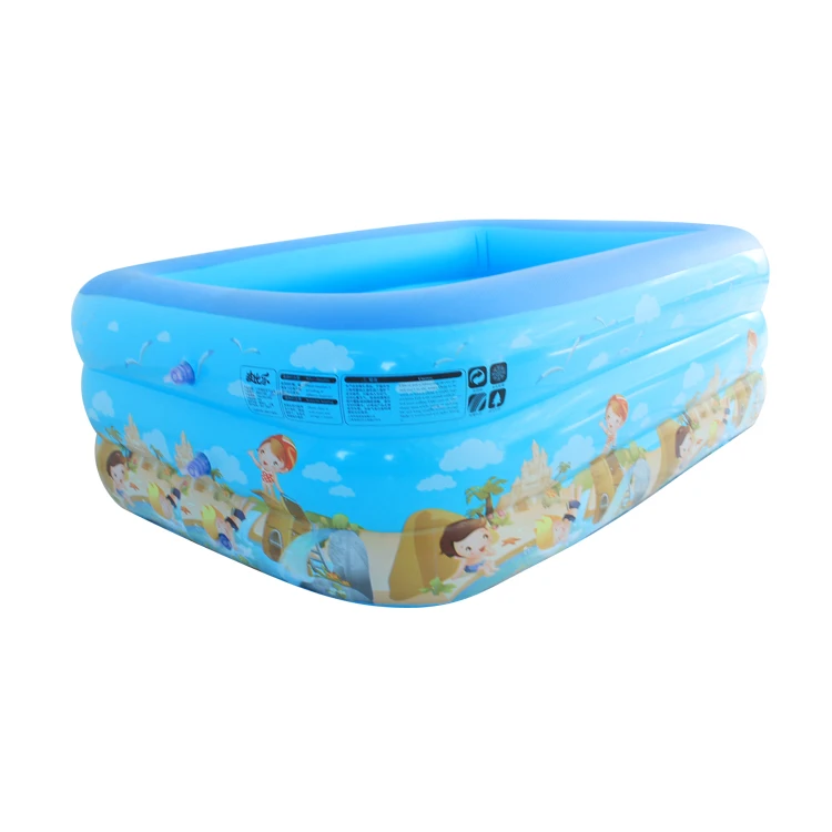 Blow Up Rectangular Kiddie Pool Small Inflatable Swimming Pool for Kids