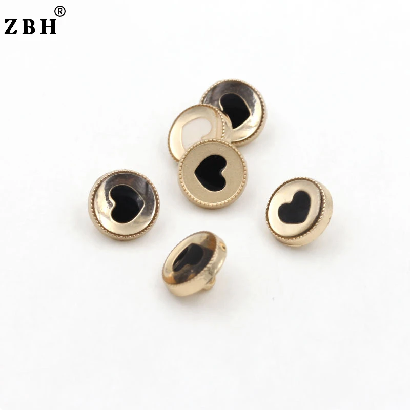 11mm Fashion Metal Buttons For Shirts/Heart Design Gold Metal Buttons