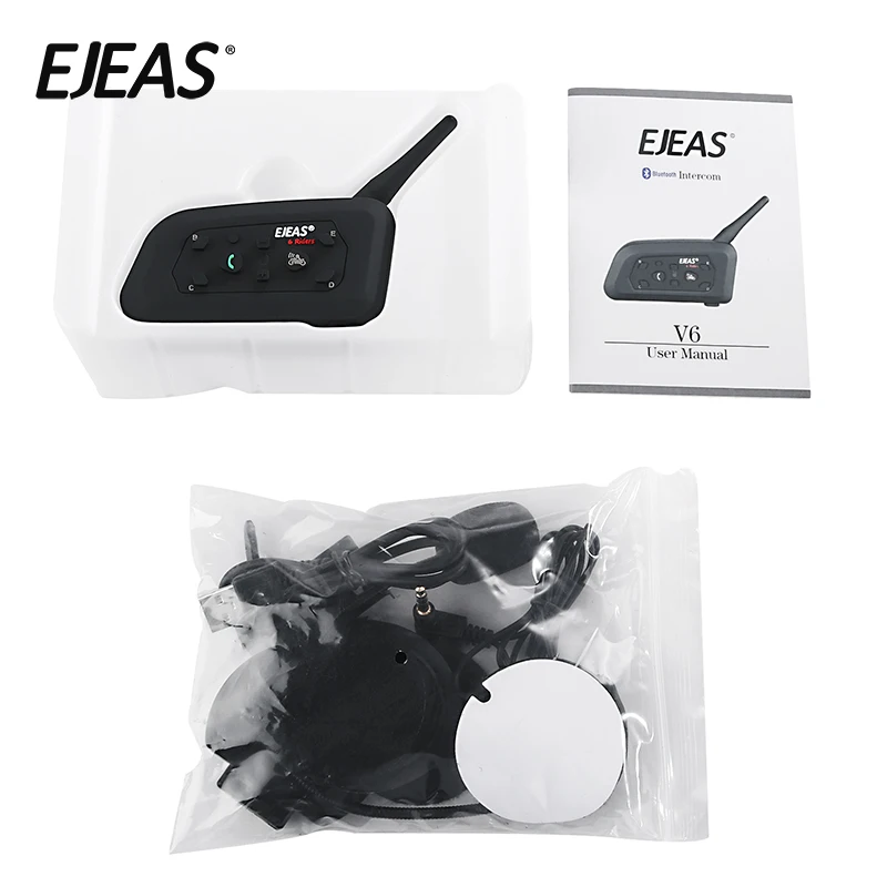 Professional Manufacturer Ejeas Vnetphone V6 Motorcycle Bluetooth Interphone/Intercom V6 up to 1200 Meter 6 Riders