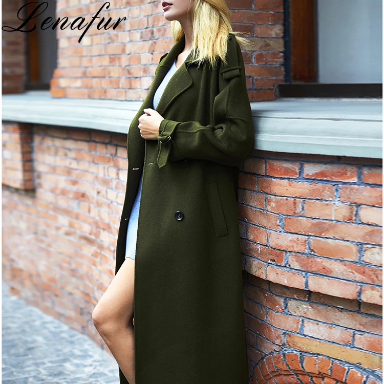 Зимнее шерстяное двустороннее кашемировое полупальто с отворотами оптом