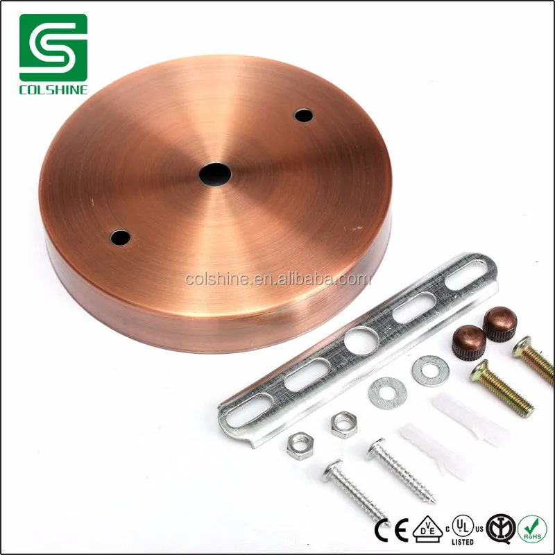 E27 Metal Pendant Lamp Holder with Ceiling Canopy and Textile Cable