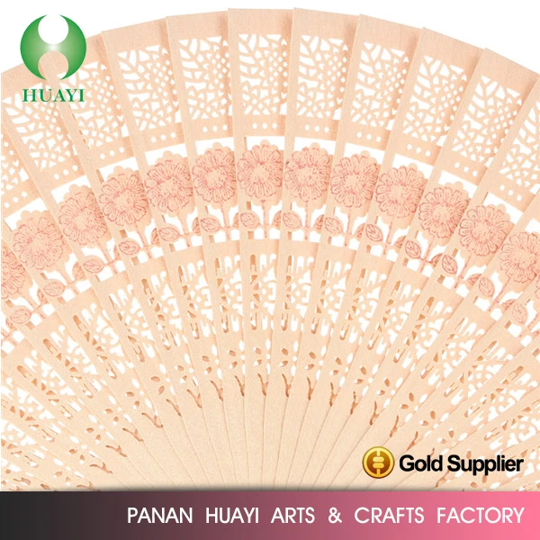 HUAYI Hand Fan Home Decoration Personalized Wooden Nautical Wood Gifts Chinese Flower Factory Direct Sale Business SANDALWOOD