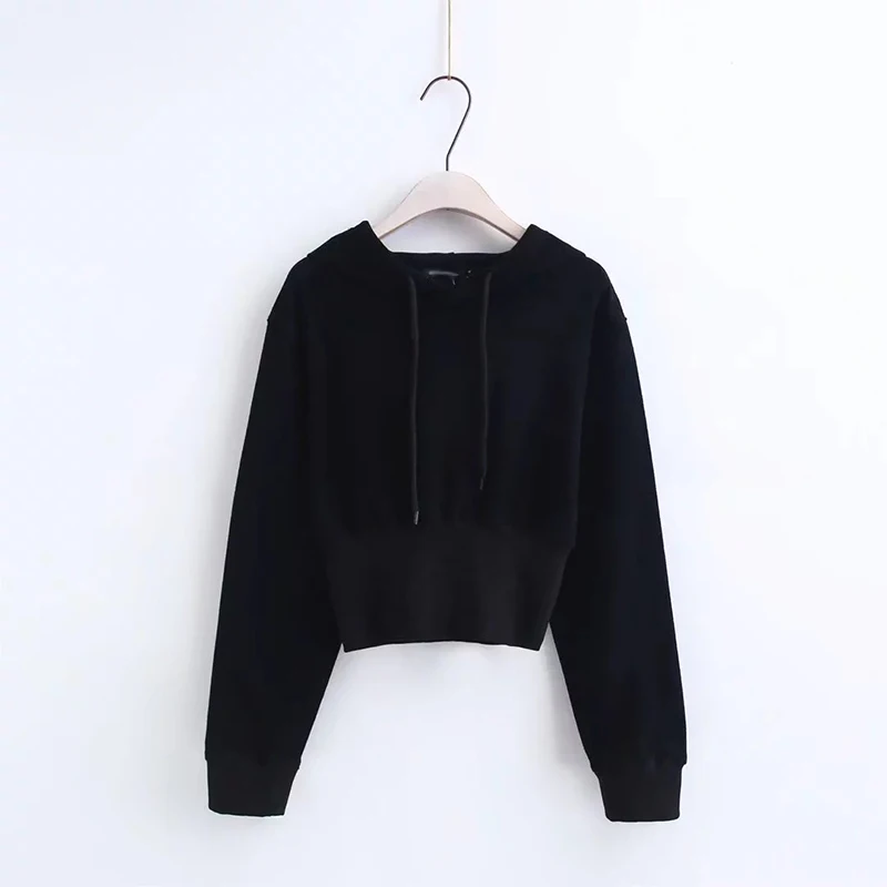 
Custom Women Fleece Cropped Sweatshirt Long Sleeve Wide RIB Hem Crop Top Shirt Drawstring Pullover Hoodie 