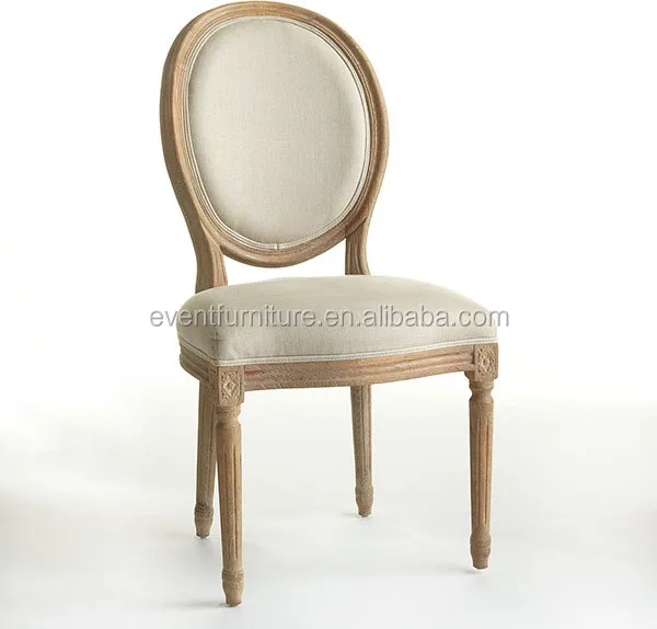 High Back French Bistro Style Antique looking Oak Wooden Oval Back Louis Chairs