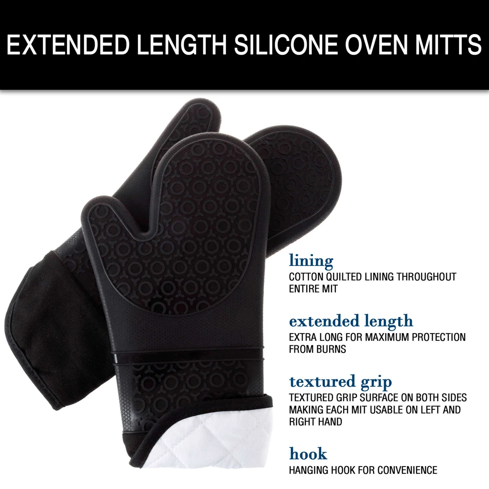 Wholesale Nottingham Home Lavish Non-slip Heat-resistant Silicone Oven Mitts Oven Gloves