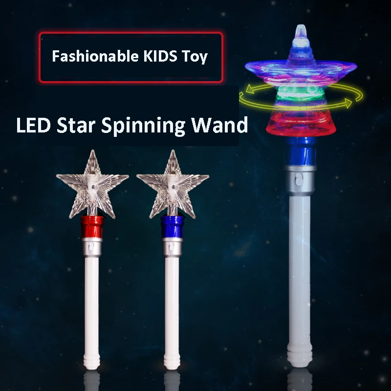 Factory RGB Style LED Star Light Stick for Kids Birthday Party Gift Cheering Props Multi-color Flashing LED Spinner Wand Stick