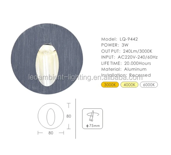 3w led wall light recessed aluminum wall flush mount ceiling led light