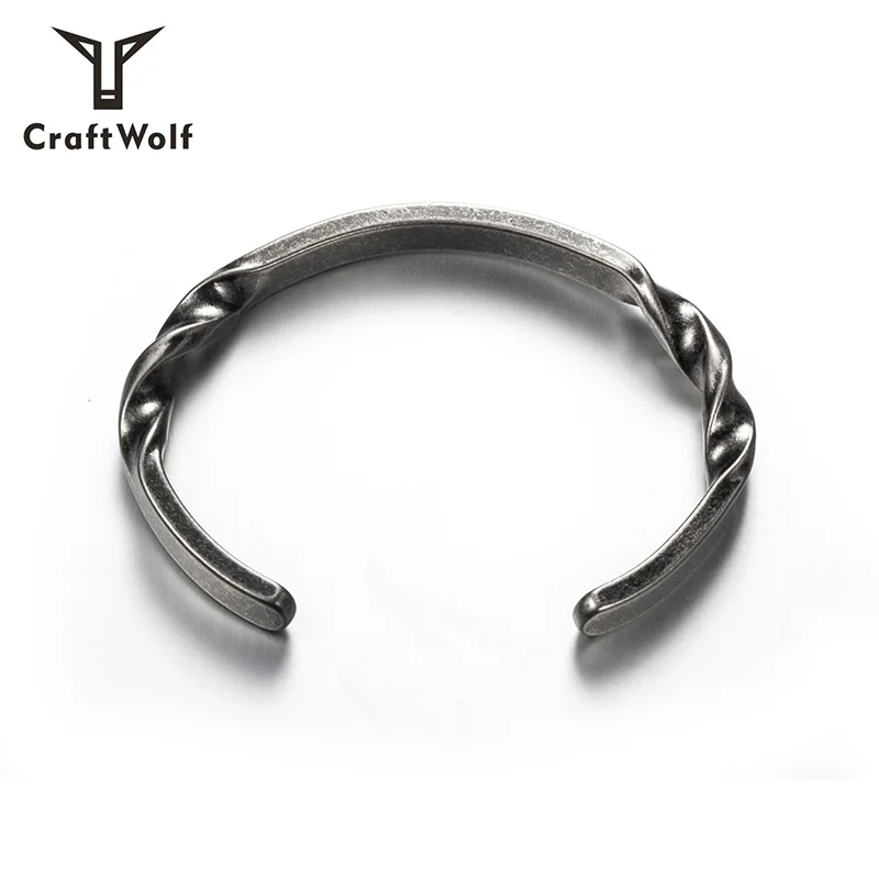 Craft Wolf custom jewelry men women gold silver cuff  316L stainless steel twisted bracelet wholesale Original design factory