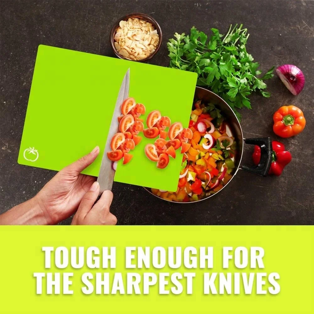 
Plastic Cutting Mat Set - Quality Thin Cutting Boards 4 Colors - Non-Toxic, Flexible & Non-Slip - Perfect for Chopping Vegetable 