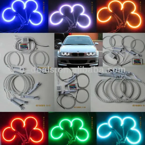 4 кольца 131mm поверхностного rgb ангел глаз мульти- светодиодный 5050 поверхностного фар для bmw e46 e39 e36