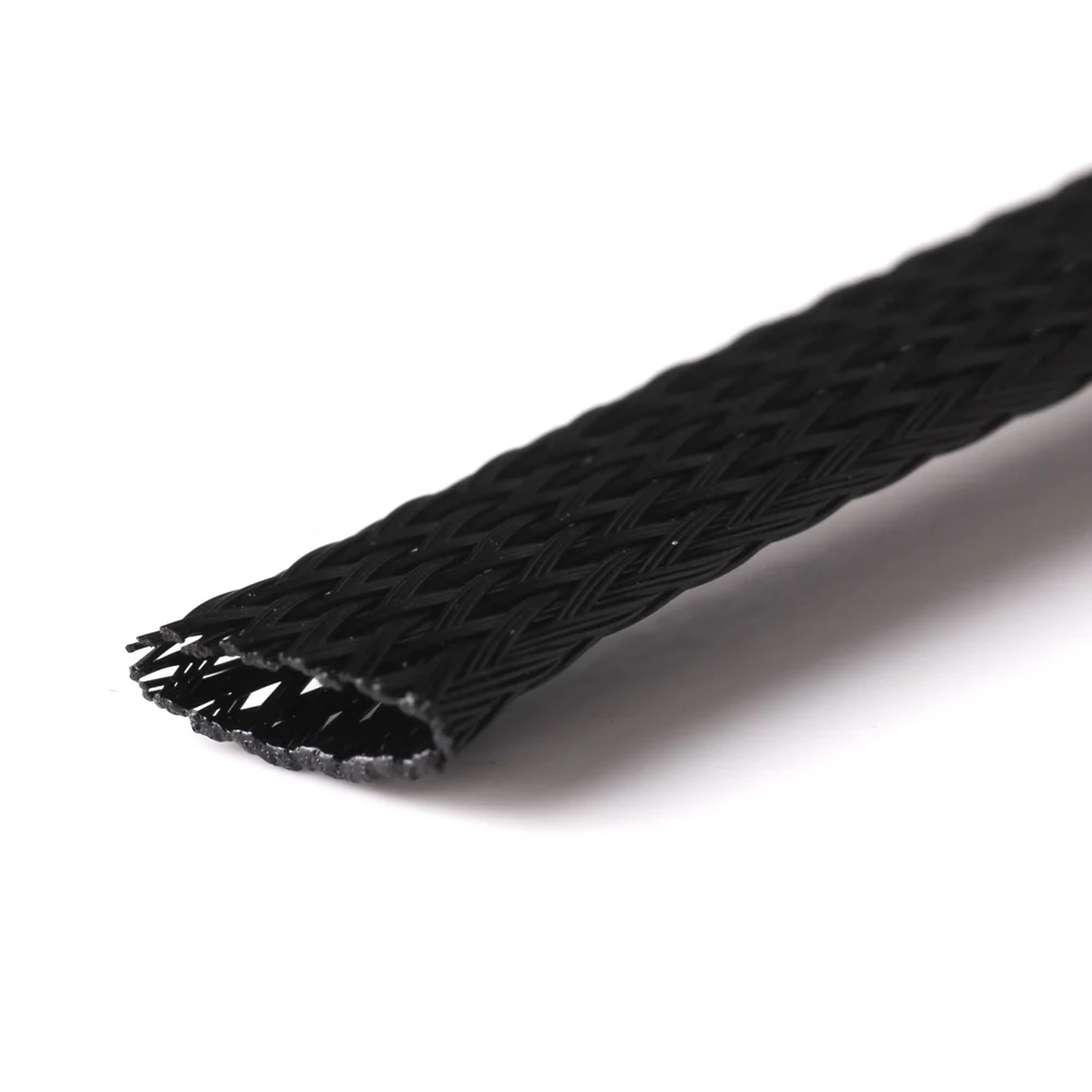 8MM PET Black Electric Braided Sleeves fabric cable sleeving