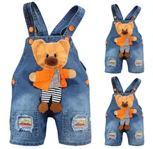 Fashion Baby Boy Cute Bear Denim Jeans Trousers Rompers Kid Playsuits Dungarees Overall