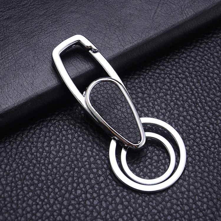  High Quality Black Leather Keychain Custom Metal Key Holder