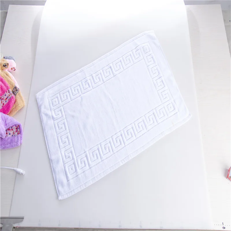 Wholesale Custom Jacquard Logo Plain Coloured 100% Cotton Hotel Bath Mat, Floor Mat Towel